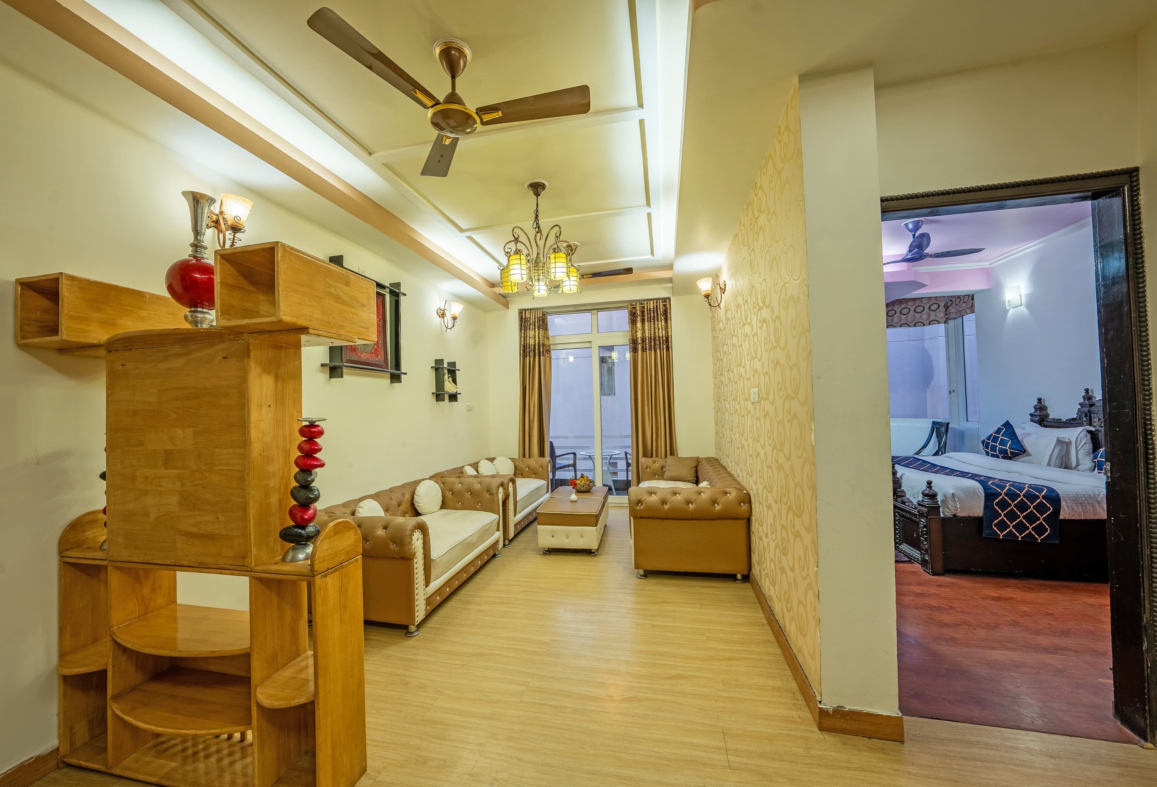 Family Suite living area leading to a separate bedroom at The Royal Court